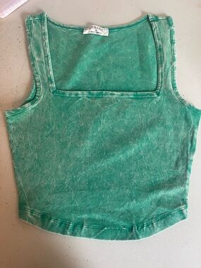 Zenana Outfitters Teal-Wash Square Neck Crop Tank